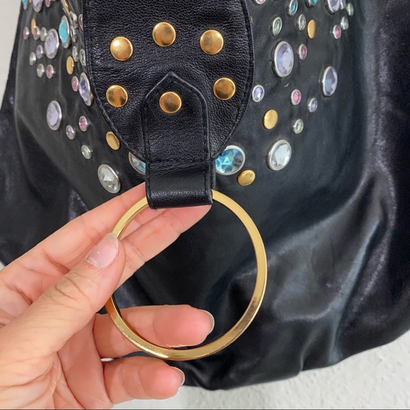 Leather Rhinestone Jasmine Hobo Bag - Picture 8 of 13